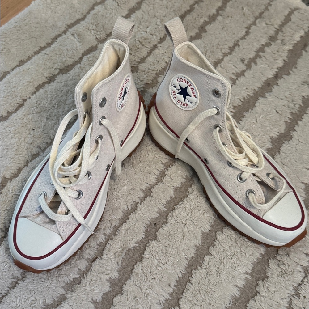 Converse High-Top Sneakers in Cream and White